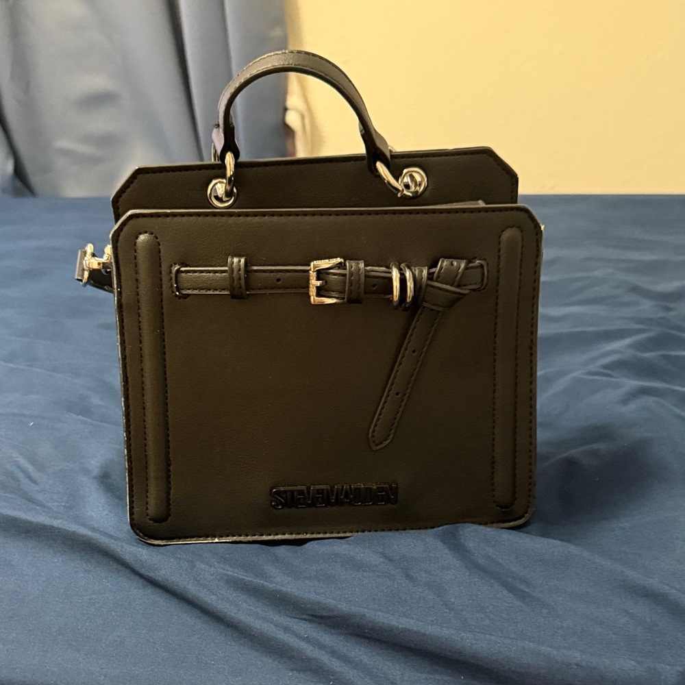 Steve Madden Black Structured Satchel